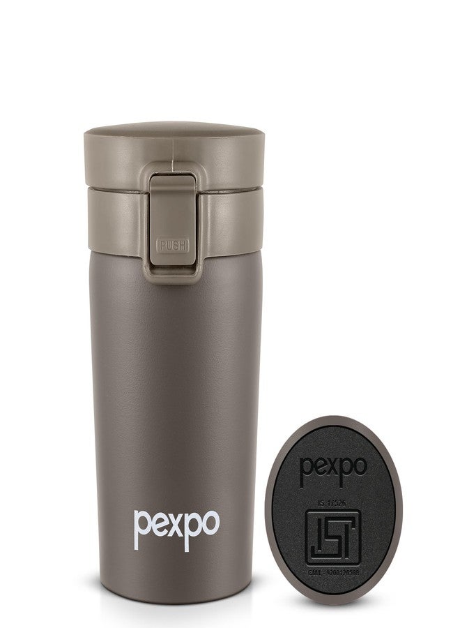 Pexpo Cocoa Pro 300 ISI Certified Stainless Steel Vacuum Insulated Coffee Mug - 260ml | RCB Edition | Double-Lock Push Button | Double Wall | for Home, Office, Travel - Brown - Image 1
